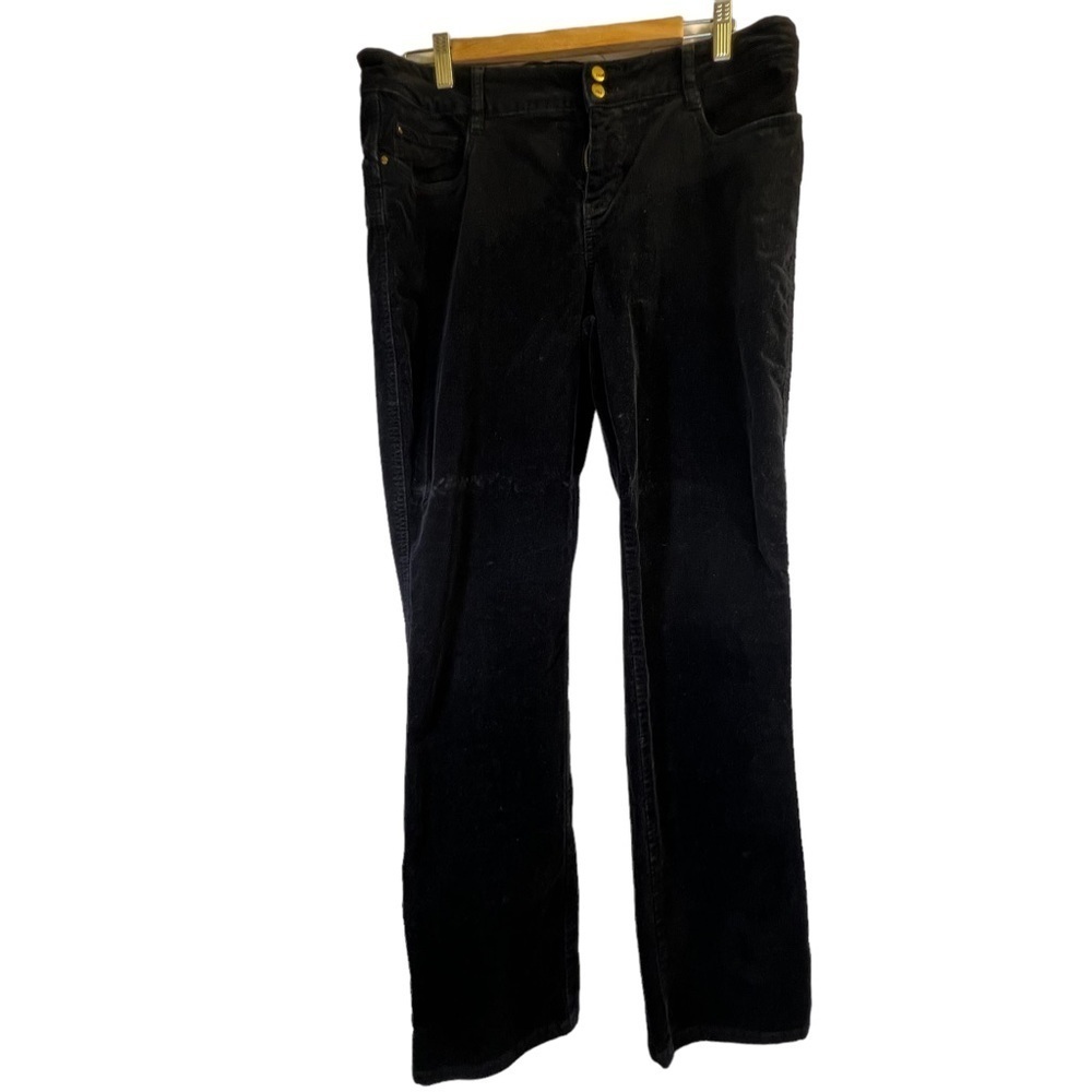 Denver Hayes Mia Women's Corduroy Straight Leg Pants Black Plus Size 14